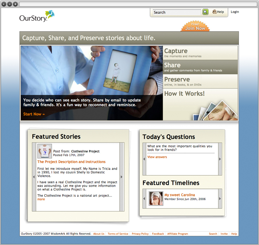 OurStory Homepage